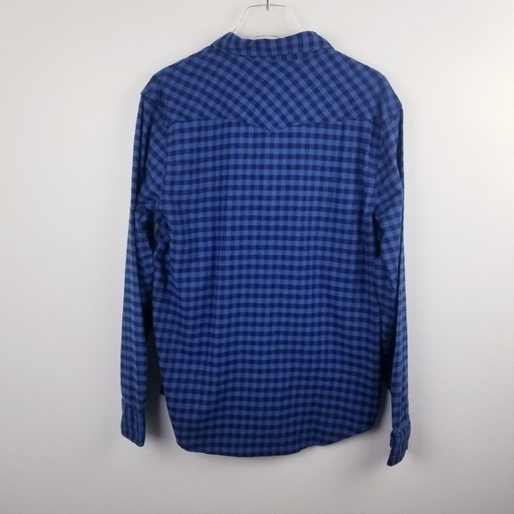 Lucky Brand Saturday Stretch Blue Checkered Flannel Snap Front Shirt NWT - Picture 2 of 11